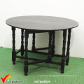 Round Flexible Vintage Wooden Dining Table Black